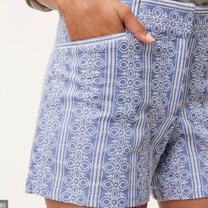 Loft Embroidered Periwinkle Riviera Shorts